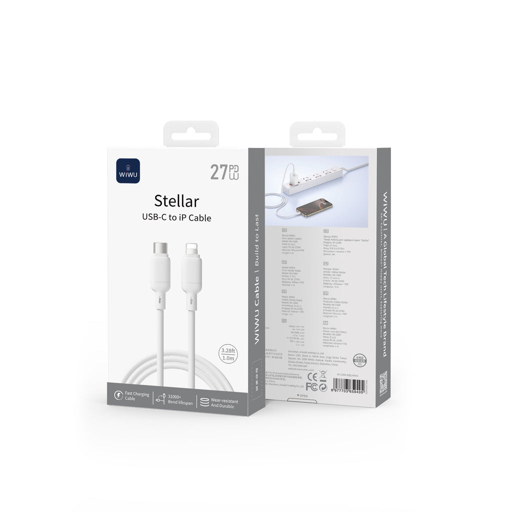 WiWU Stellar Series USB-C to Lightning (iP) Cable – 27W PD Fast Charging (1M)
