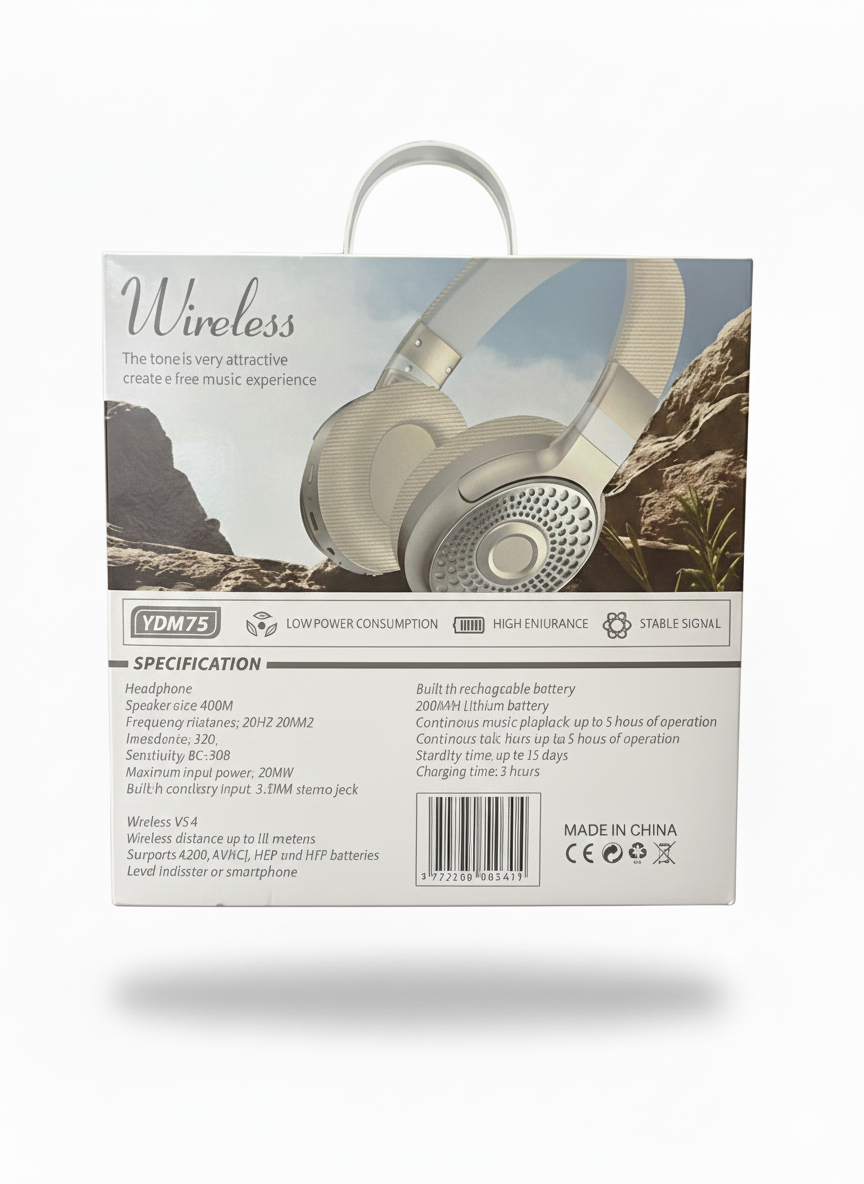 Powerful Bass Wireless Stereo Headset - YDM75 - Hi-Fi Audio Quality