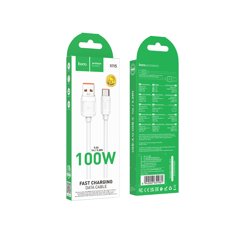 hoco  X115 Surpass 100W Fast Charging & Data Cable