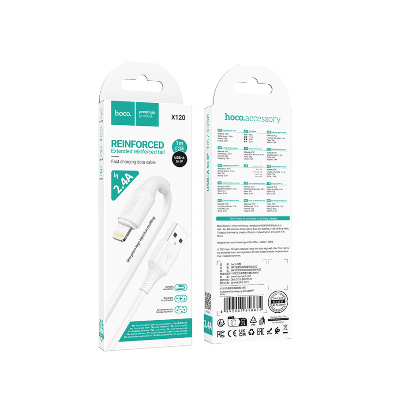 hoco X120 Beneficio 2.4A Reinforced USB-A to iP Fast Charging Cable