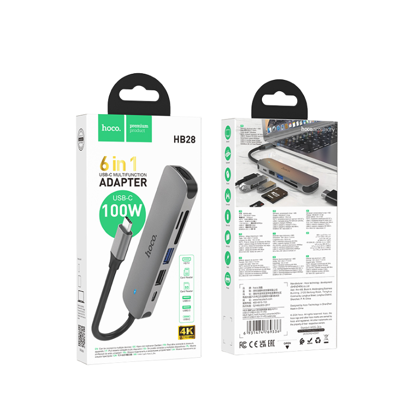 HB28 6-in-1 Type-C Multi-function Adapter