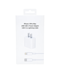 20W USB-C power adapter and USB-C to Lightning cable packaging without Apple logo